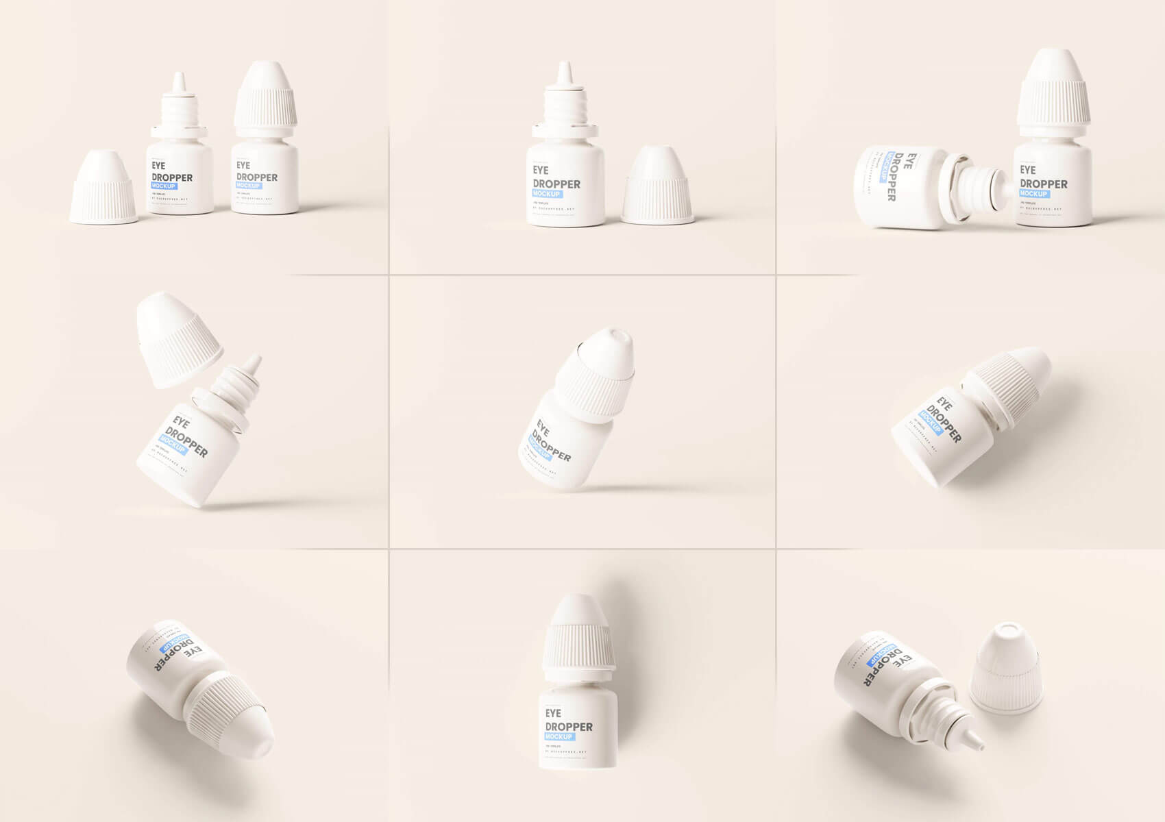 10 Free White Plastic Eye Dropper Bottle Mockup PSD Files