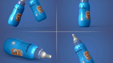 5 Free Baby Feeding Bottle Mockup PSD Files