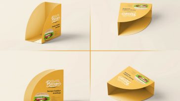 5 Free Paper Burger Holder Packaging Mockup PSD