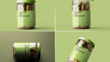 5 Free Pickled Cucumber Jar Mockup PSD Files