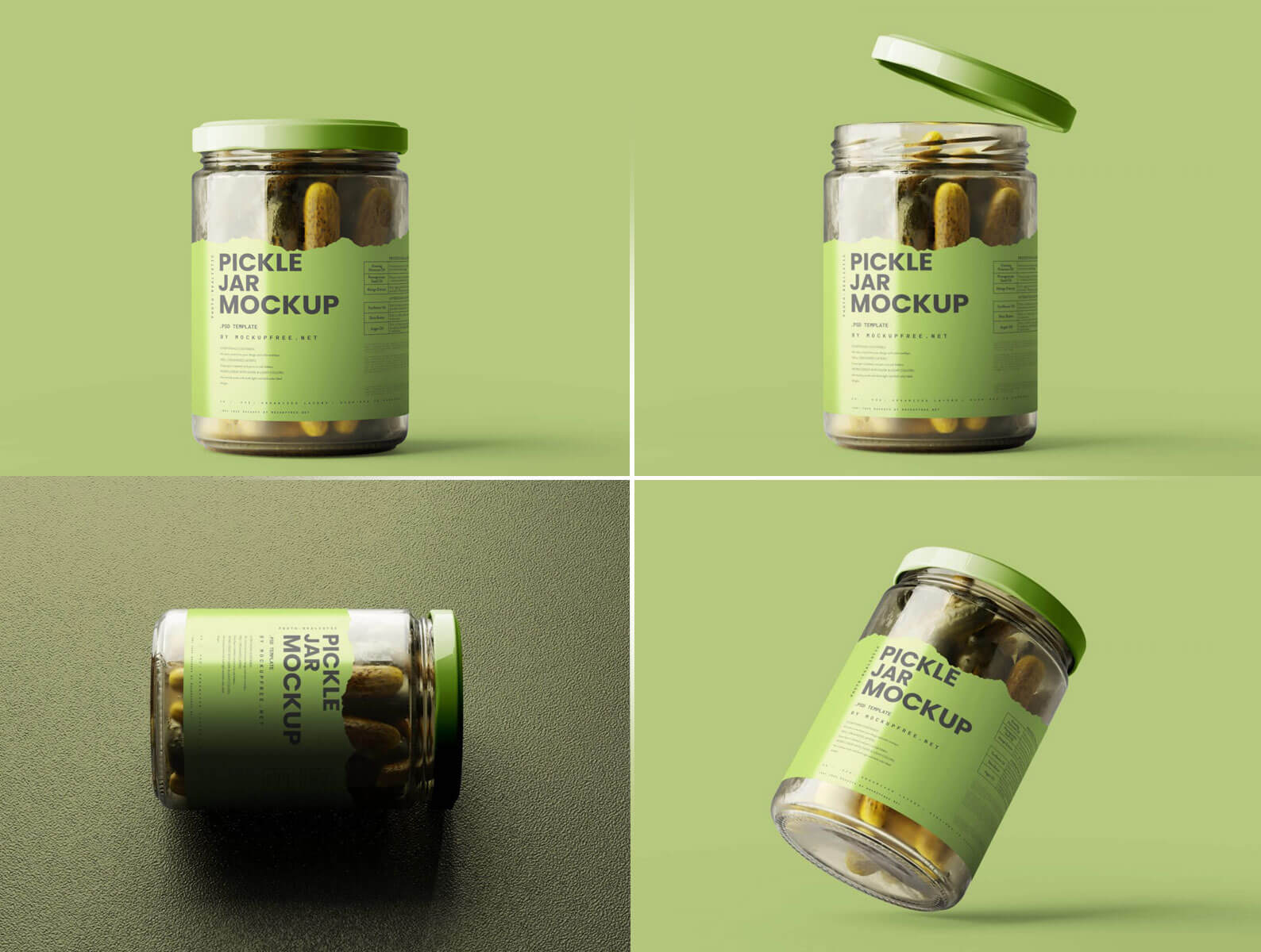 5 Free Pickled Cucumber Jar Mockup PSD Files
