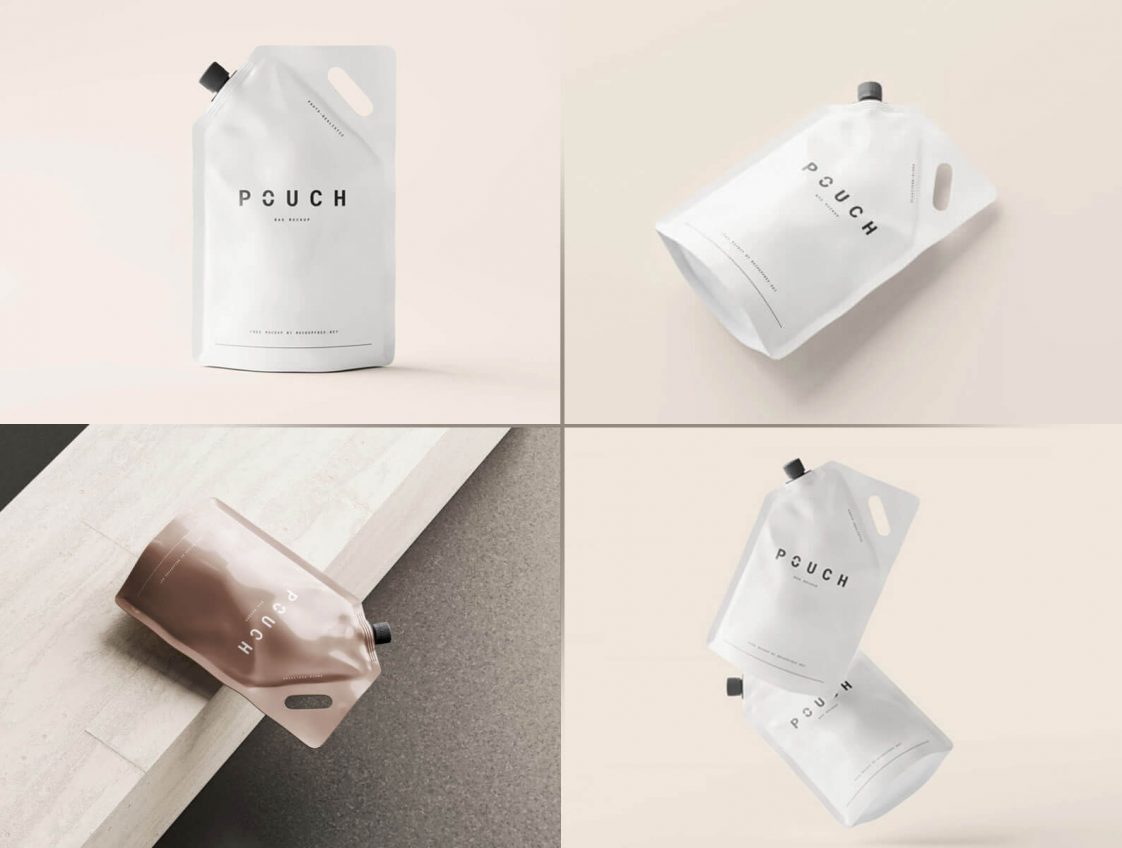 5 Free Stand Up Spouted Doypack Pouch With Handle Mockups set - Free ...