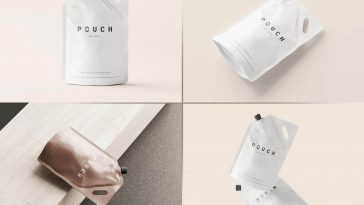 5 Free Stand Up Spouted Doypack Pouch With Handle Mockup PSD Files