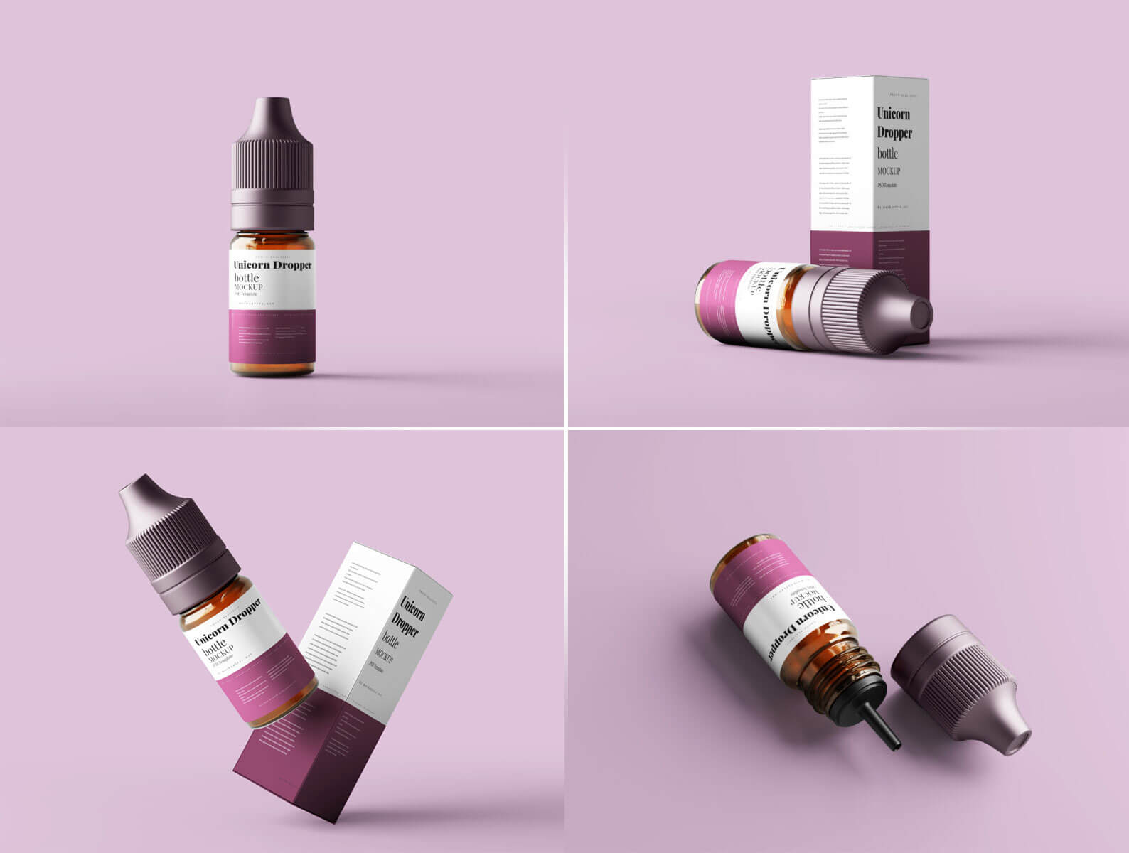 5 Free Unicorn Dropper Bottle Packaging Box Mockup PSD Files 1