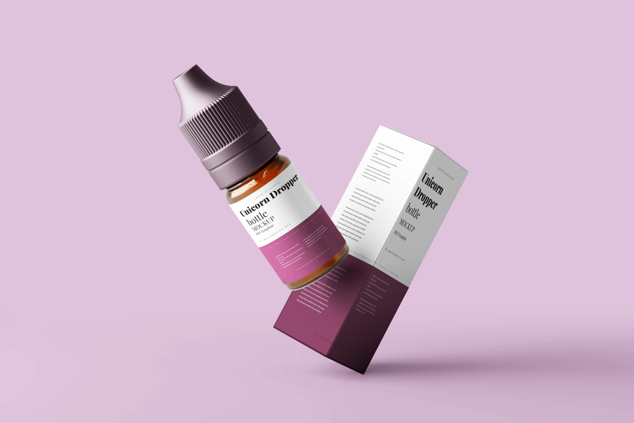 5 Free Unicorn Dropper Bottle Packaging Box Mockup PSD Files