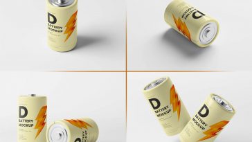 6 Free D Battery Mockup PSD Files