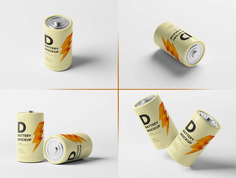 6 Free D Battery Mockup PSD Files