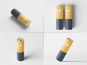 7 Free AA Battery Mockup PSD Files