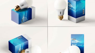 8 Free LED Light Bulb Box Mockup PSD Files