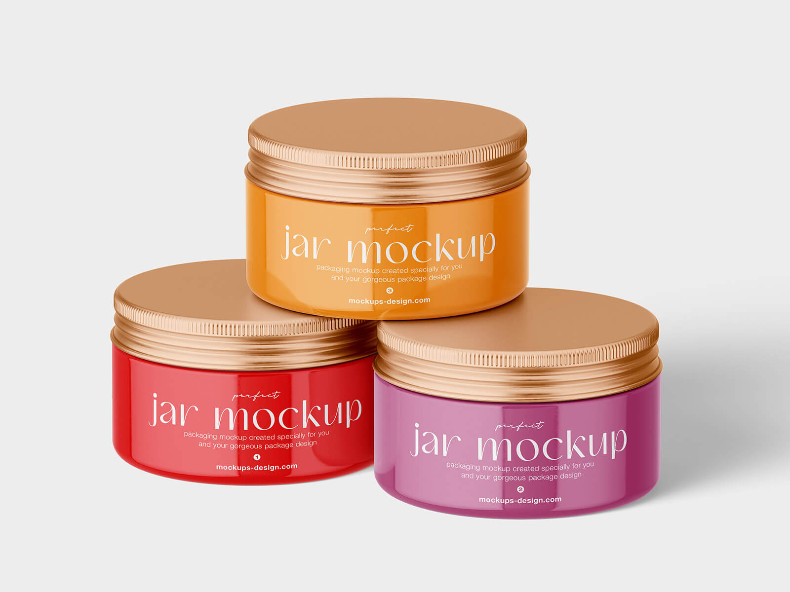 6 Free Glossy Cosmetic Jar With Metallic Lid Mockup PSD Files