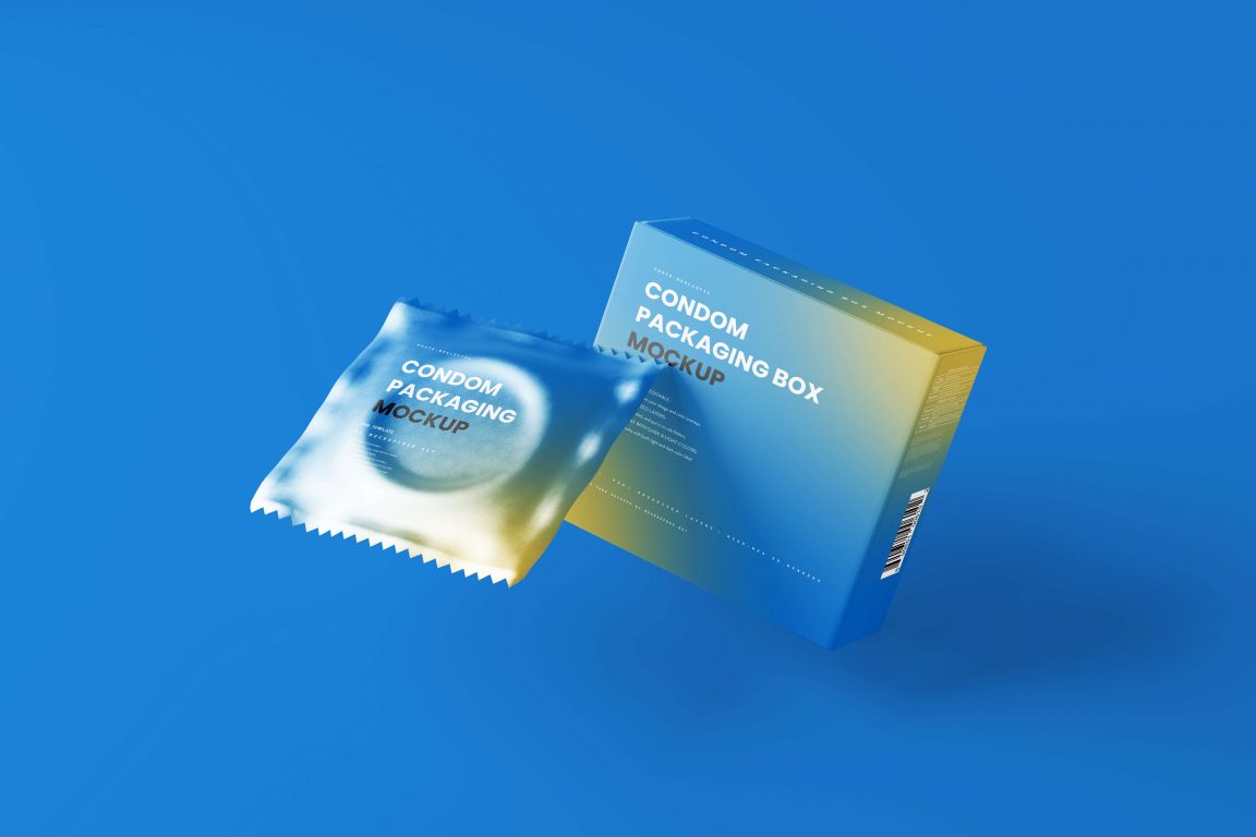 10 Free Condom Sachet and Packaging Box Mockups set for Branding ...