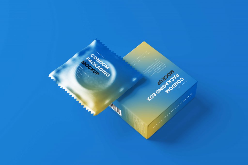 10 Free Condom Sachet Packaging Box Mockup PSD Files10