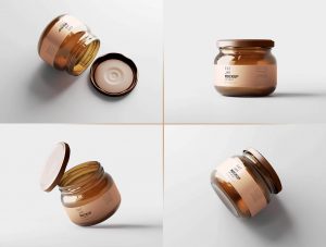 5 Free Fat Amber Glass Jar Mockup PSD Files