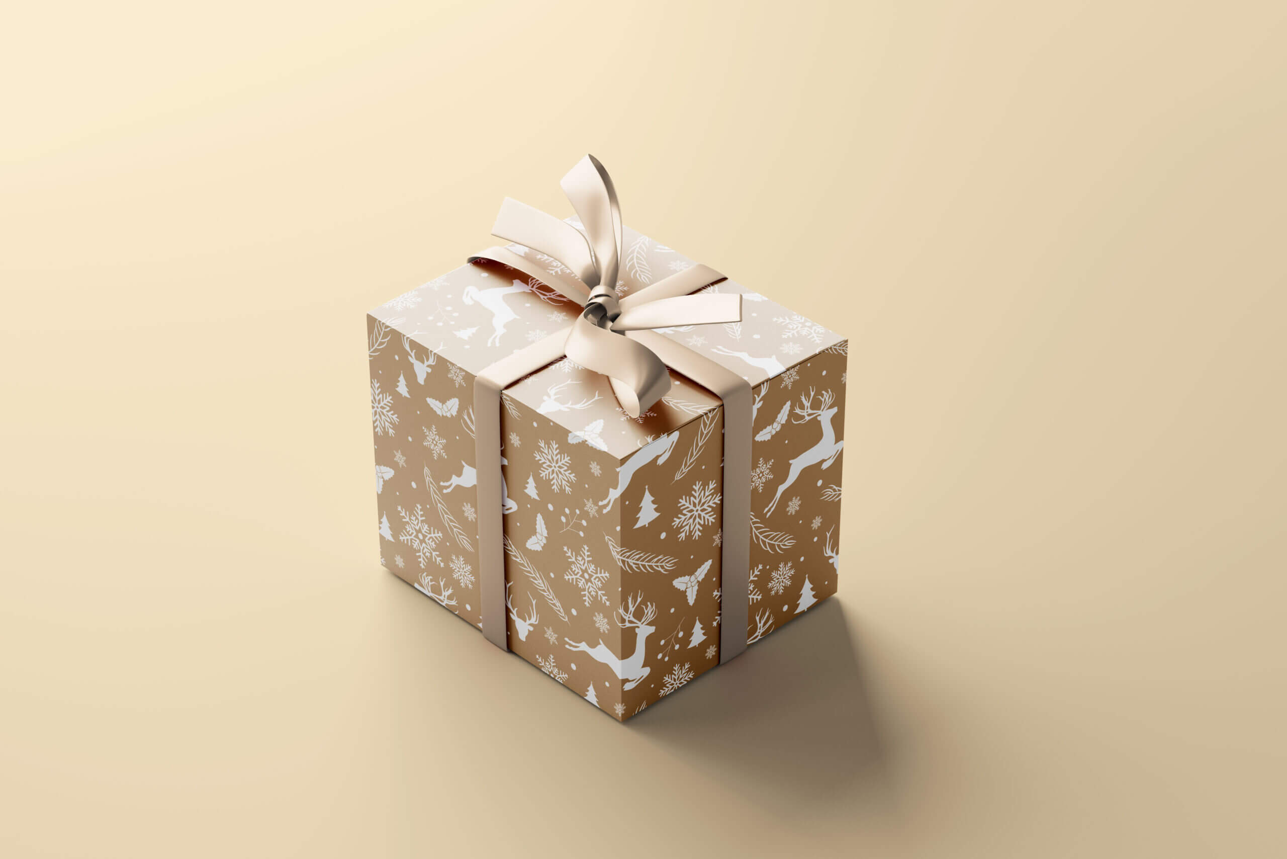 5 Free Wrapped With Ribbon Square Gift Box Mockup PSD Files1