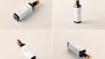 7 Free Black Glass Olive Oil Bottle Mockup PSD Files