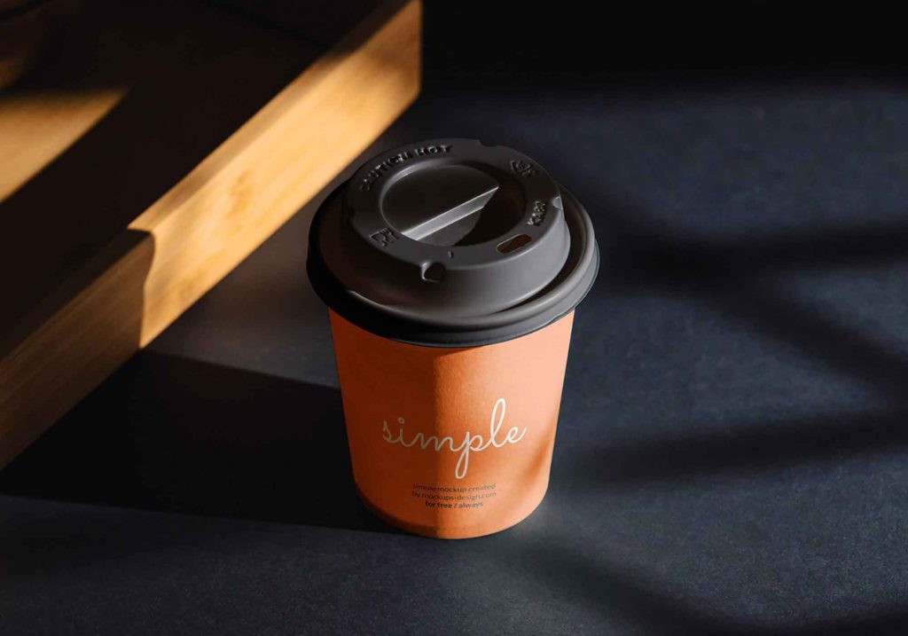 Coffee Cup on Black Background Mockup