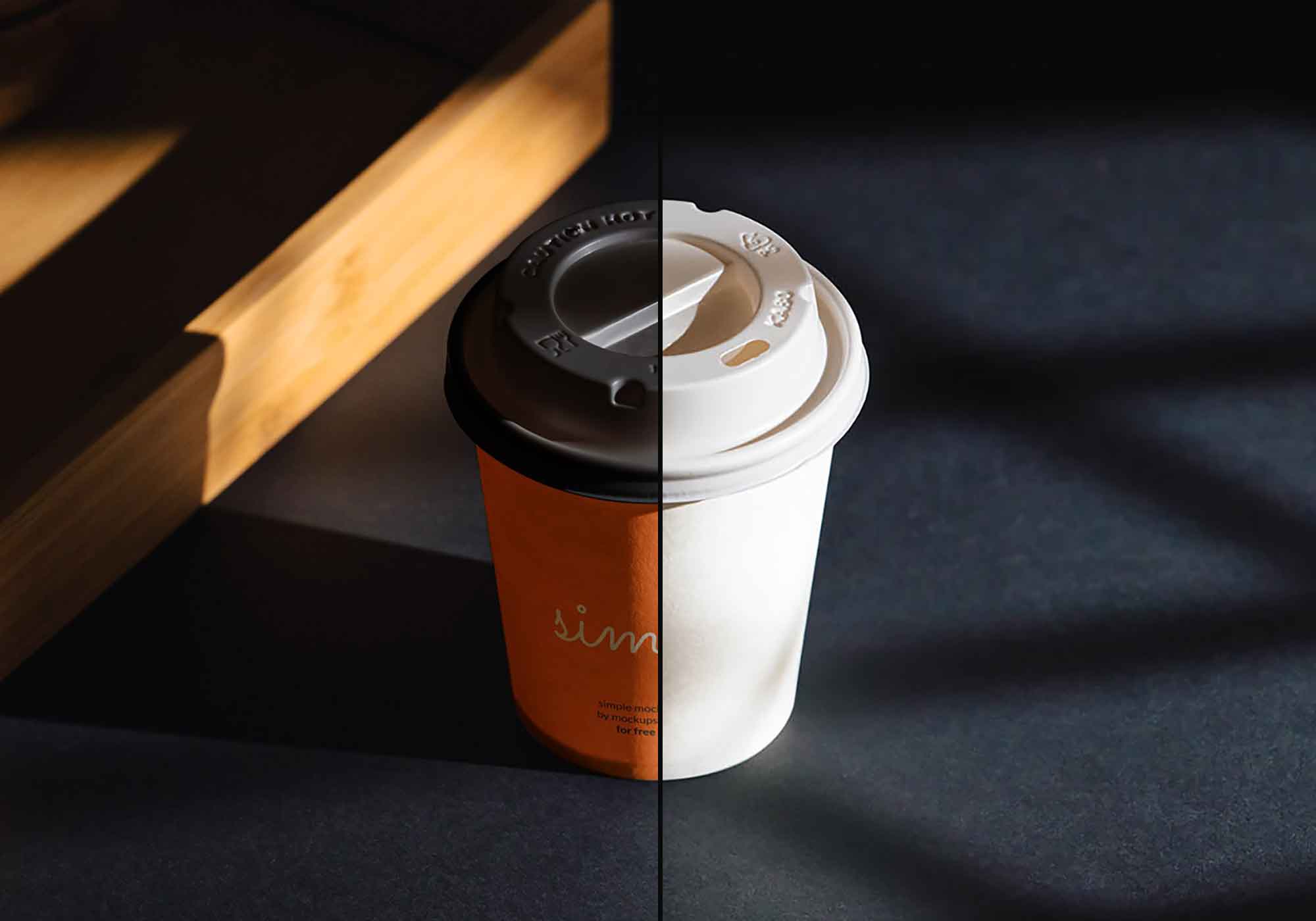 Coffee Cup on Black Background Mockup 3