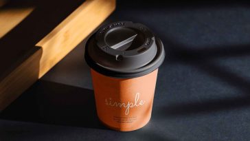 Coffee Cup on Black Background Mockup