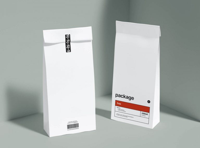 Free 2 Paper Food Bag Mockup1