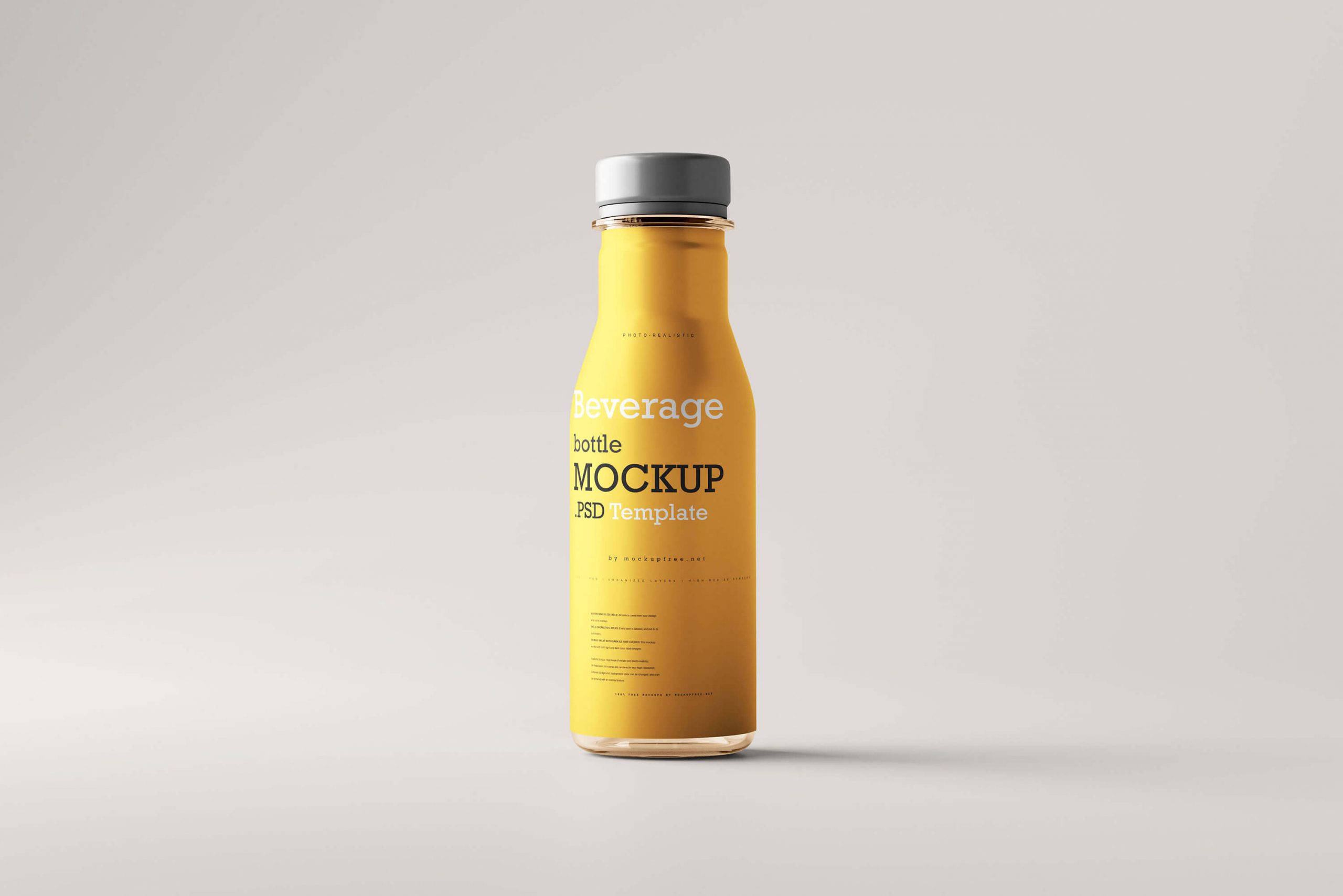 Front View of Beverage Bottle Mockup