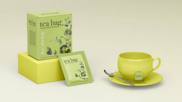 free tea bag sachet with box mockup 1