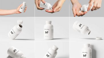 11 Free Plastic Supplements Pills Medicine Bottle Mockup PSD Files