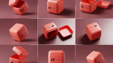 8 Free Cube Cosmetic Jar Mockup PSD Files