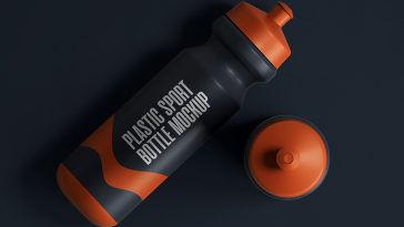 Two Black Shaker Bottle Mockups, Small and Big