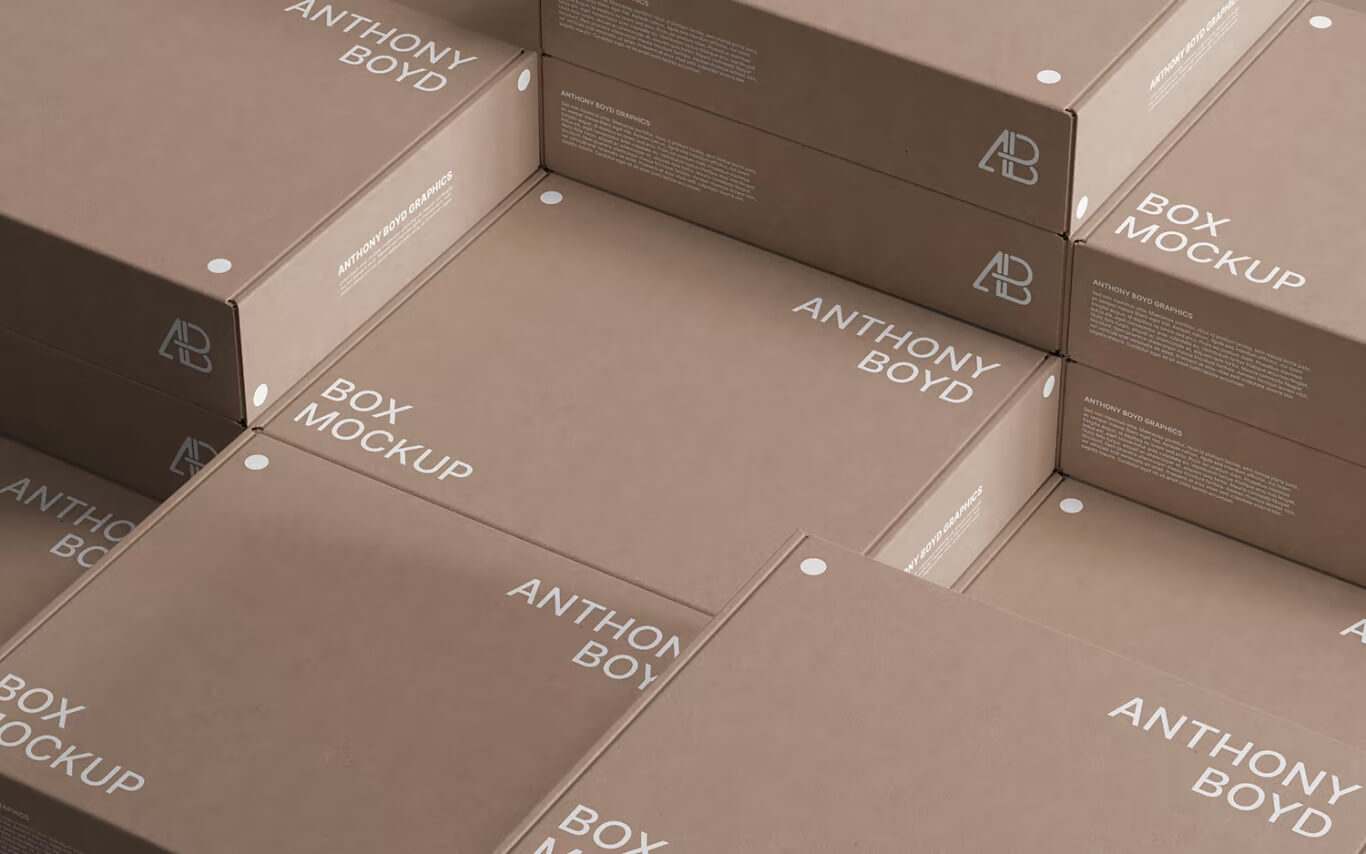 Free Stacked Delivery Mailer Boxes Mockup PSD3