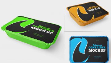Free Takeaway Food Delivery Container Mockup PSD Set
