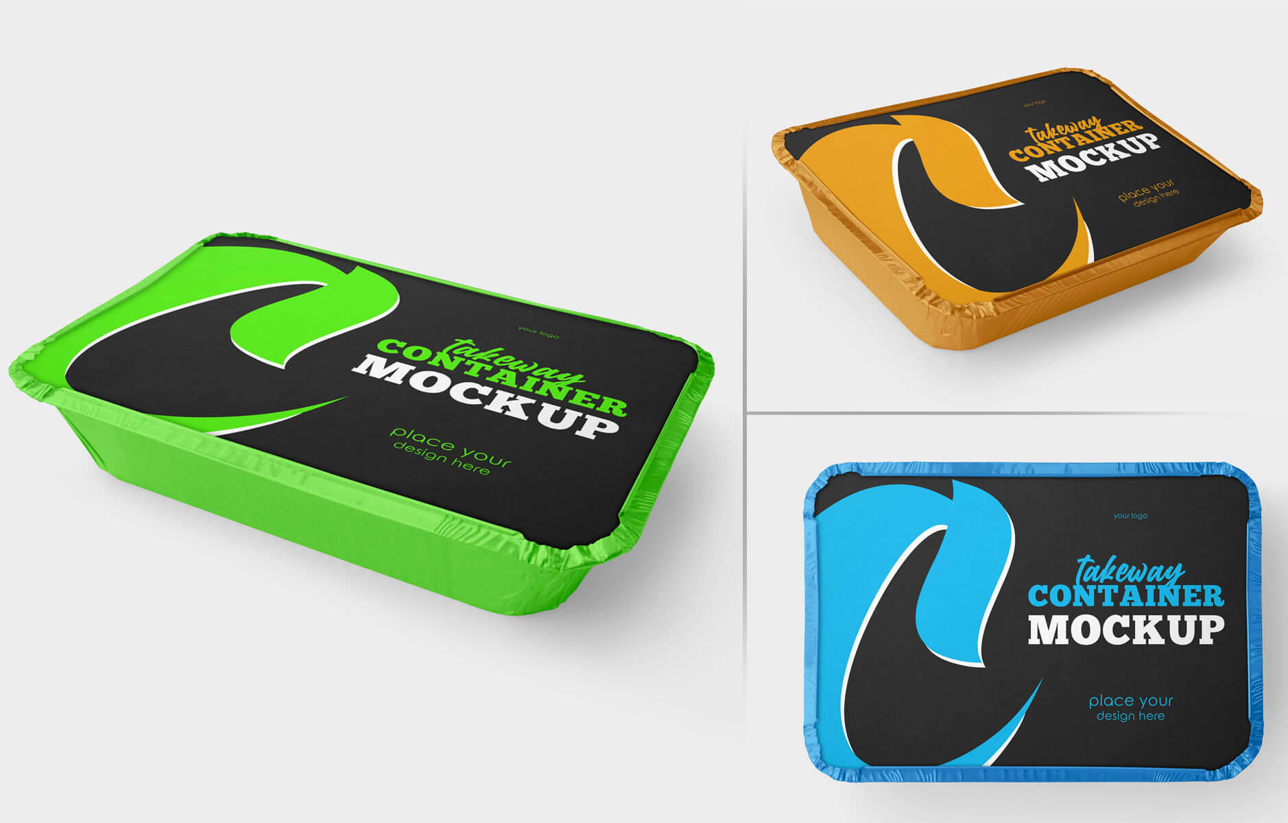 Free Takeaway Food Delivery Container Mockup PSD Set