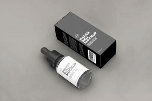 Free Dropper Bottle and Packaging Box Mockup PSD