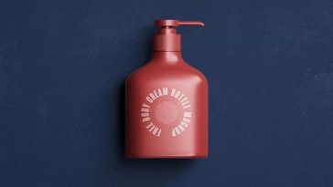 Free Sanitizer Body Lotion Spray Bottle Mockup PSD