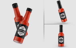 Free Red Hot Sauce Bottle Mockup
