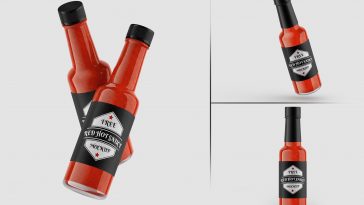 Free Red Hot Sauce Bottle Mockup