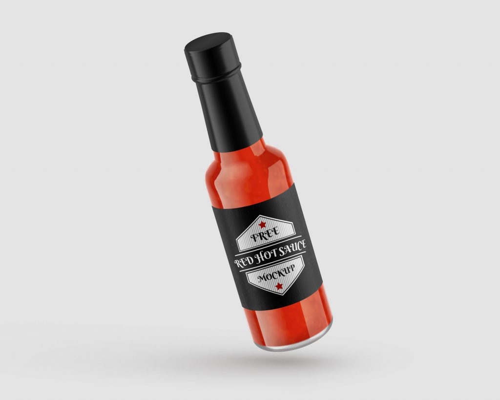 Free Red Hot Sauce Bottle Mockups set Package Mockups