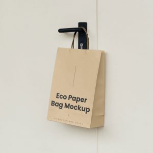Free Hanging Paper Bag Mockup