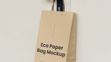 Free Hanging Paper Bag Mockup