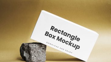 Free Paper Box on Rock Mockup