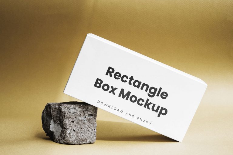 Free Paper Box on Rock Mockup