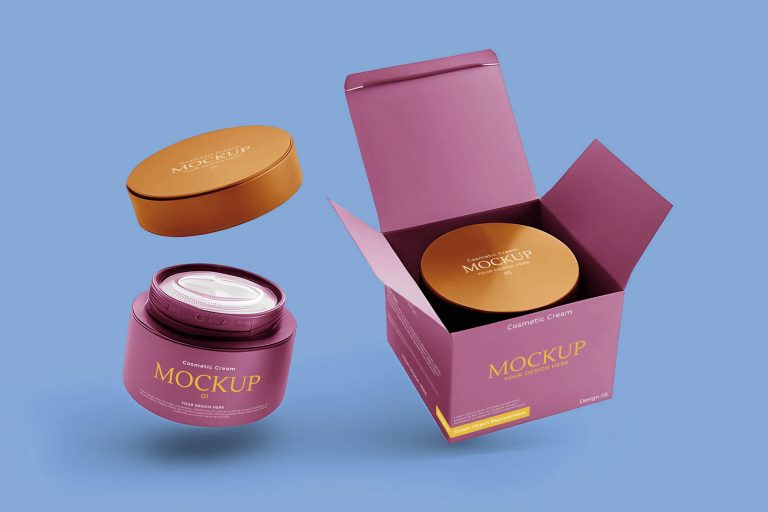 cosmetic jar box mockup