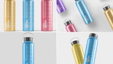 4 Free Stainless Steel Thermal Bottle Mockup PSD Files