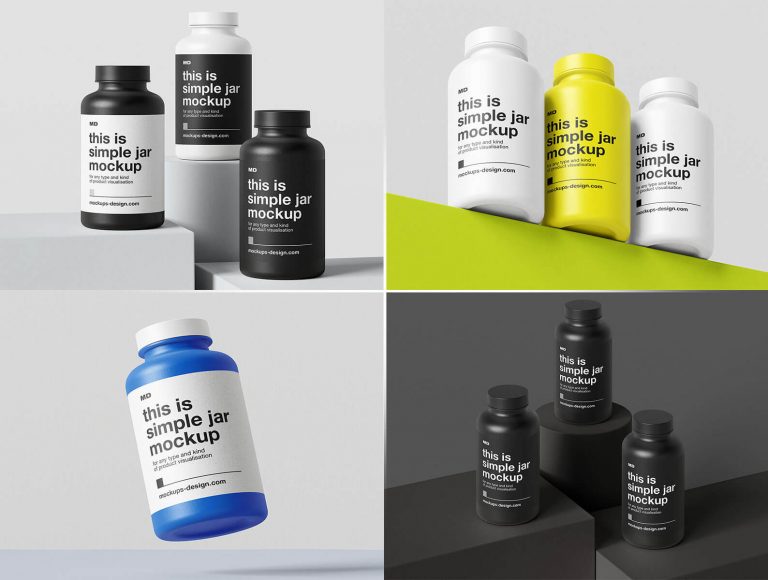 5 Free Plastic Protein Jar Mockup PSD Files