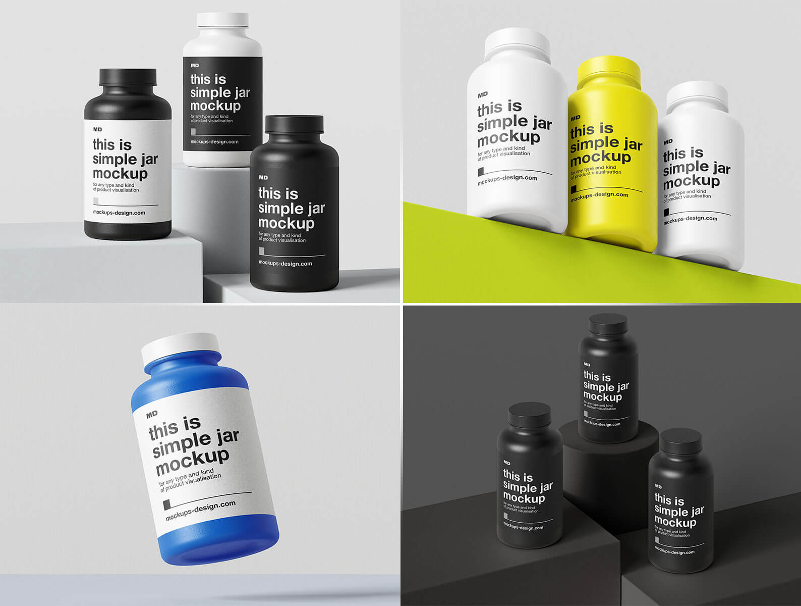 5 Free Plastic Protein Jar Mockup PSD Files