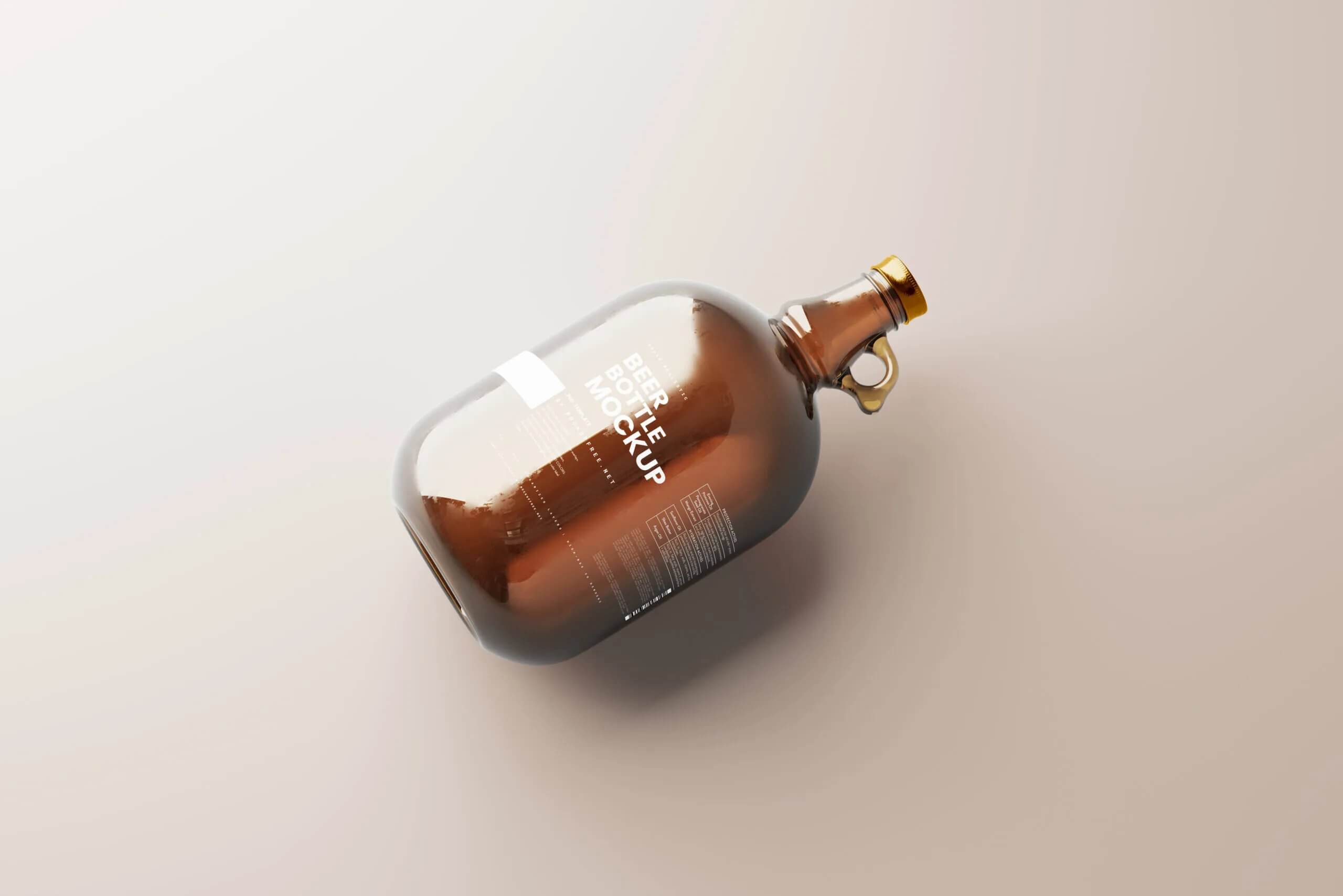 5 Shots of Amber Glass Beer Bottle Mockup with Handle 4