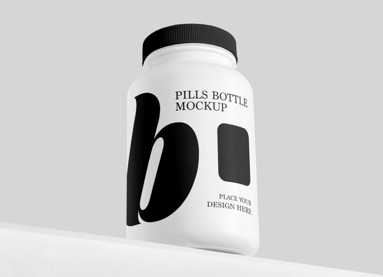 Free Plastic Matte Pills Bottle Mockup PSD1