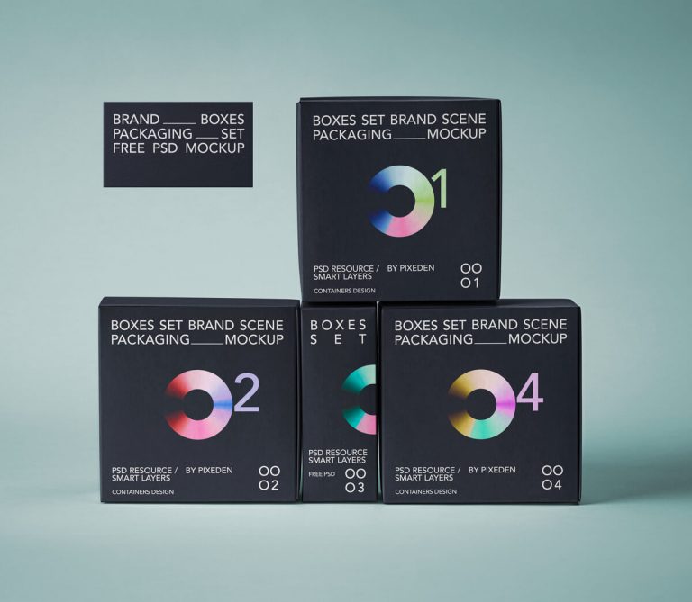 Free Product Boxes Packaging Presentation Mockup PSD