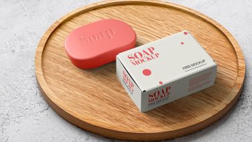 Free Soap with Box Packaging Mockup 1