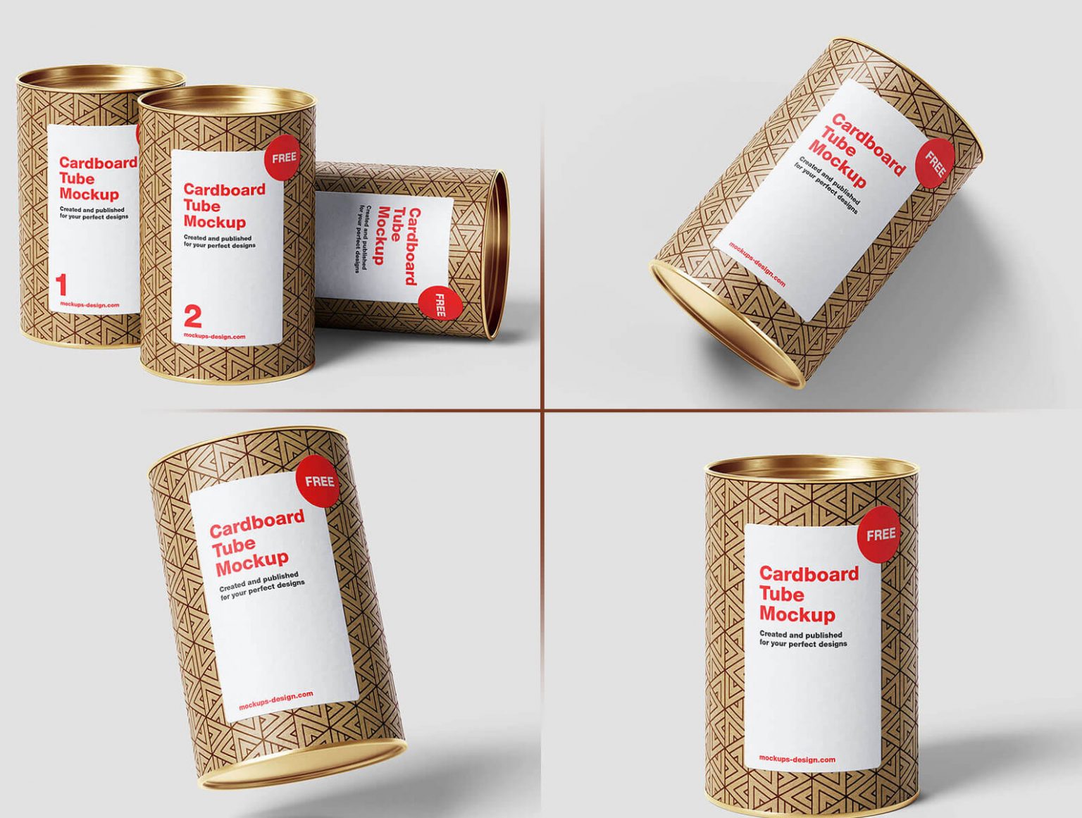 5 Free Cardboard Tube Cylinder Packaging Mockup PSD Files - Packaging ...