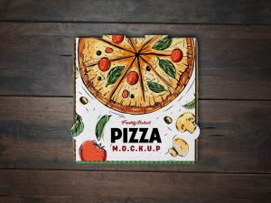 Free Top View Pizza Box Mockup PSD